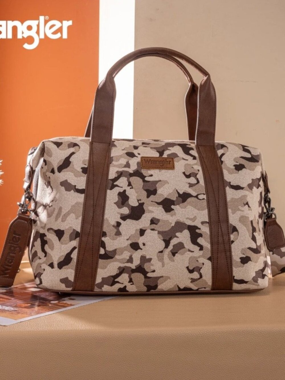 Wrangler Camo Print Collection Duffle Bag Brown